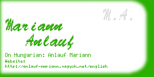 mariann anlauf business card